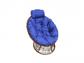 Кресло Папасан мини с ротангом синяя подушка в Артёмовском - artyomovskij.magazinmebel.ru | фото