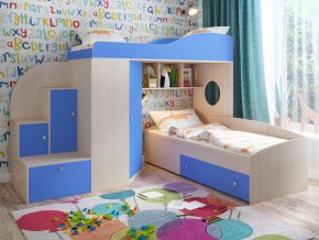 Кровать Кадет 2 Дуб молочный-голубой в Артёмовском - artyomovskij.magazinmebel.ru | фото