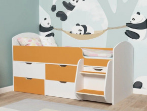 Кровать Малыш-7 белое дерево-оранжевый в Артёмовском - artyomovskij.magazinmebel.ru | фото - изображение 1
