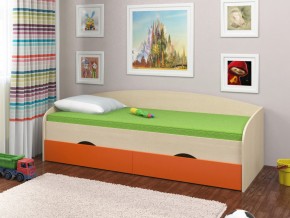 Кровать Соня 2 дуб молочный-оранжевый в Артёмовском - artyomovskij.magazinmebel.ru | фото