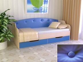 Кровать Юниор Тип 2 дуб молочный/синий 800х1600 в Артёмовском - artyomovskij.magazinmebel.ru | фото